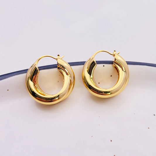 Cross Loop Hoop Earrings Feminine Exaggeration Earrings 18K Gold Plated Indifference Earrings