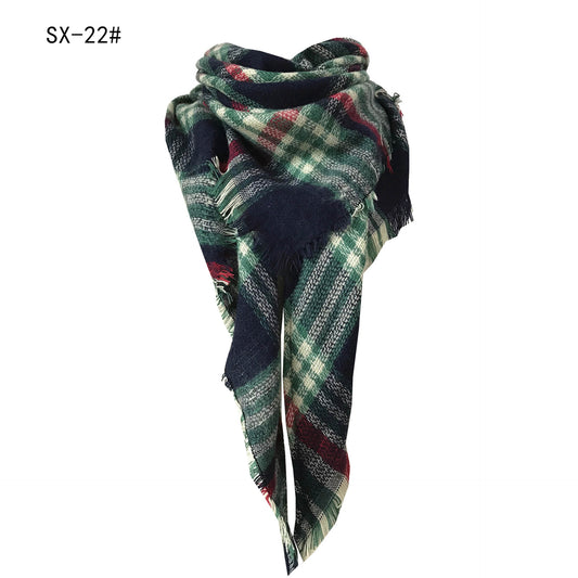 Cashmere-like Colorful Plaid Square Scarf