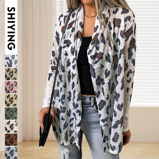 Shiying European And American Cardigan Sweater Women Autumn Print Loose