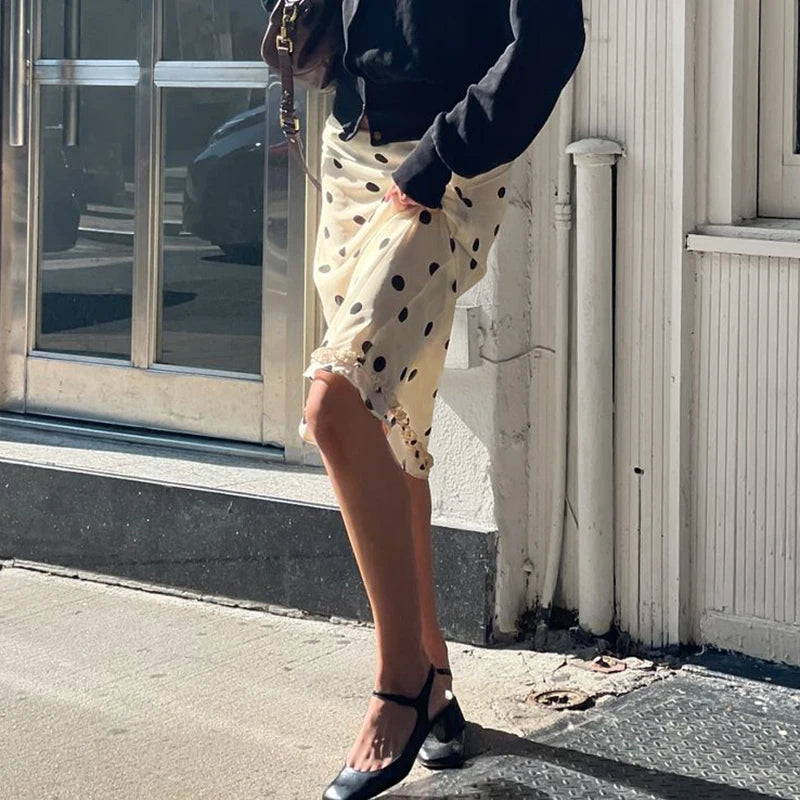 Elegant Polka Dot Midi Skirt