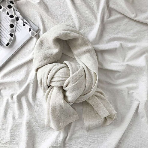 Pure Color Knitted Wool Scarf for Women