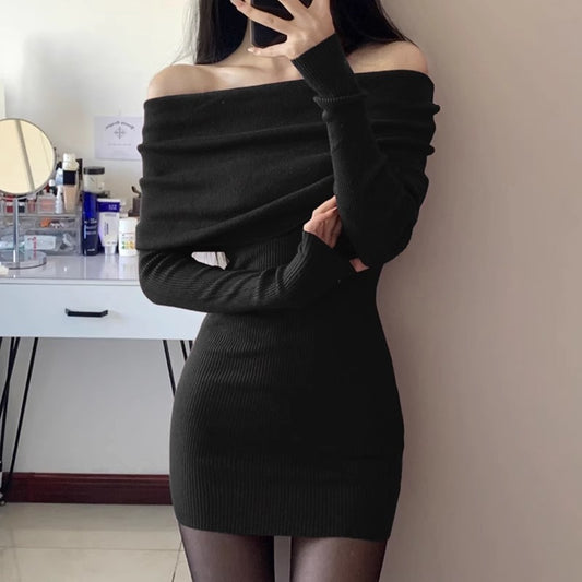 Pure Desire Off-shoulder Sweaters Dress Women