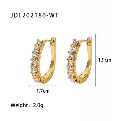 New Fashion Wild 18K Gold Plated White Square Crystal Zircon Hoop Earrings