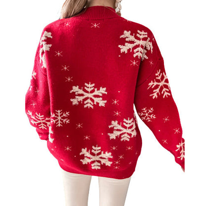 Fluffy Christmas Snowflake Knit Sweater