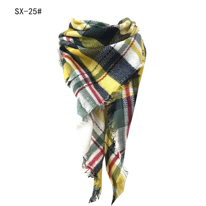 Cashmere-like Colorful Plaid Square Scarf