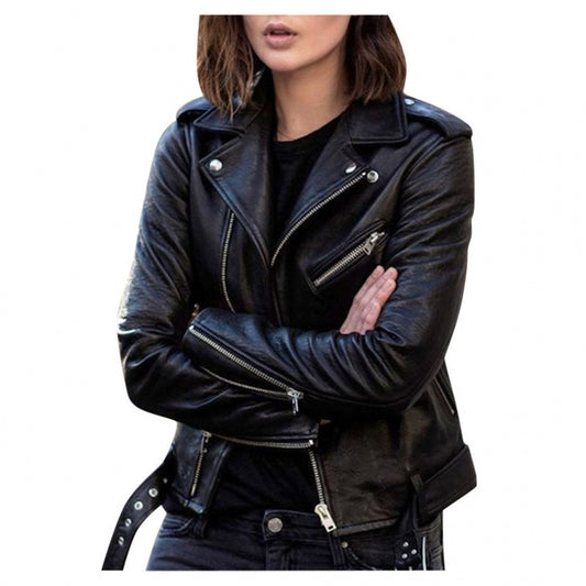 Women’s Short PU Leather Jacket