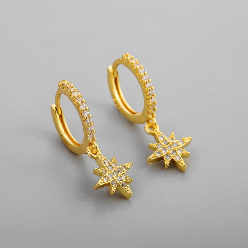 Silver Shiny  Star Hoop Earrings For Women Hot Danity Gold Silver Color Party Jewelry