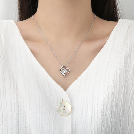 Zircon Double Heart Necklace