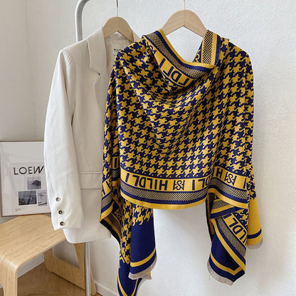 Scarf Female Houndstooth Letters Spring And Summer Dual-use Shawl
