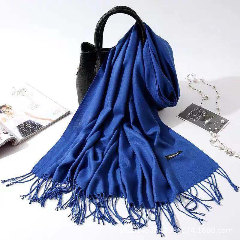 Imitation Cashmere Scarf Women's Solid Color Fringed Warm Dual-use Shawl