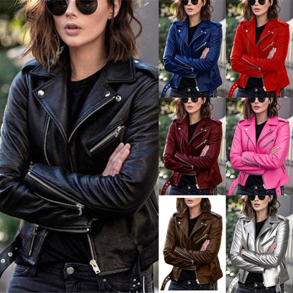 Women’s Short PU Leather Jacket