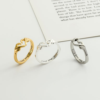 Romantic Heart Hand Hug Fashion Ring For Women Couple Jewelry Silver Color Punk Gesture Wedding Men Finger Accessories Gifts