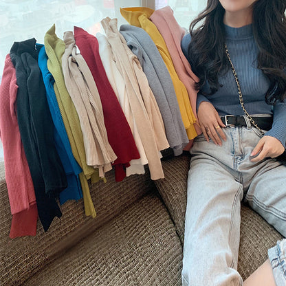 Solid Ribbed Turtleneck Sweater