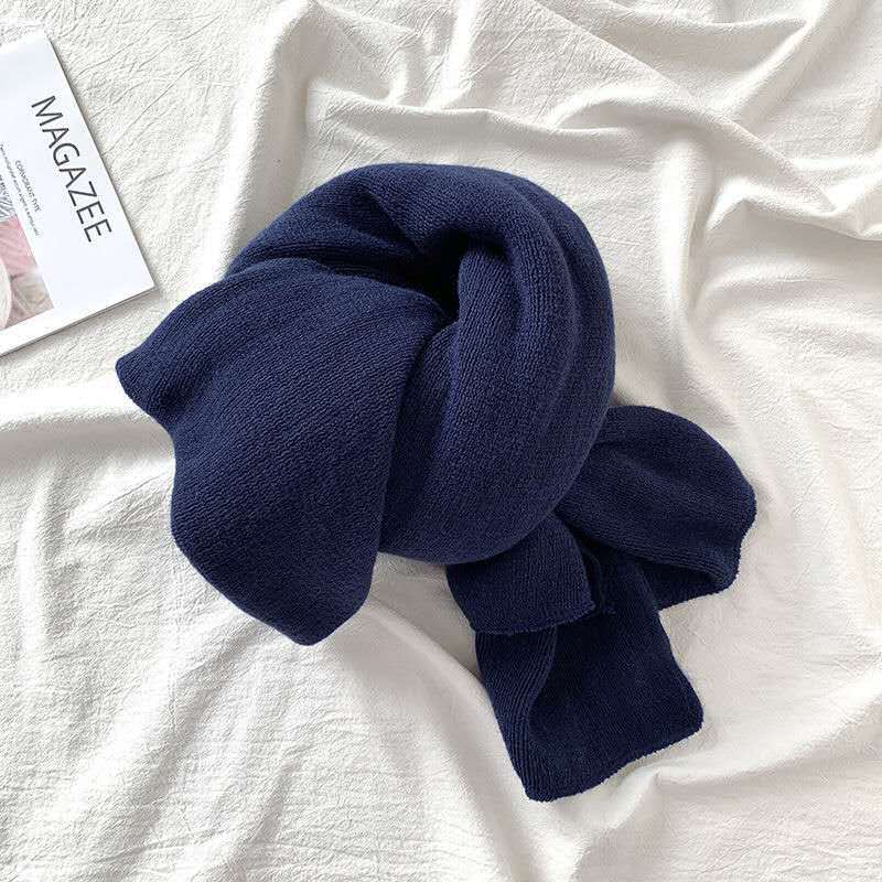 Pure Color Knitted Wool Scarf for Women