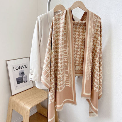 Scarf Female Houndstooth Letters Spring And Summer Dual-use Shawl