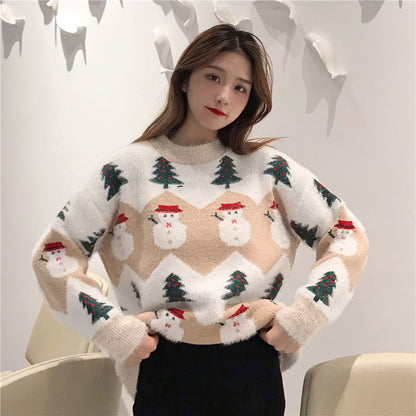 Christmas tree snowman pullover sweater
