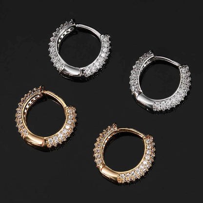 Hip Hop Hoop Earrings Four Row Micro Setting