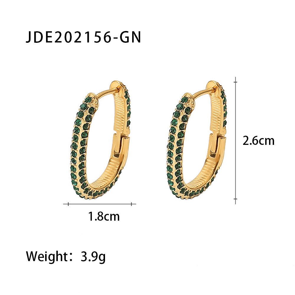 New Fashion Wild 18K Gold Plated White Square Crystal Zircon Hoop Earrings