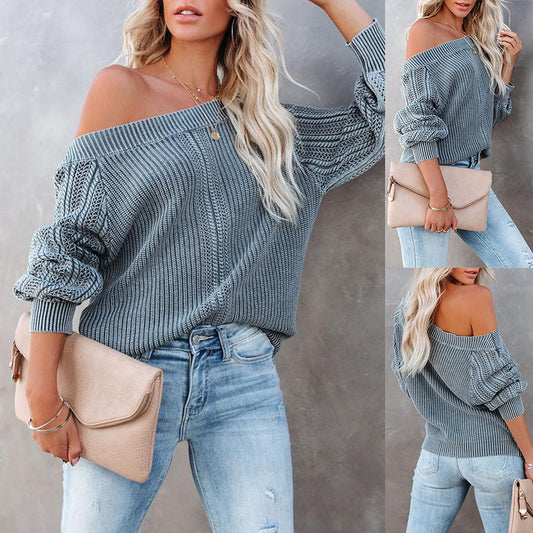 Women’s V-Neck Lantern Sleeve Sweater