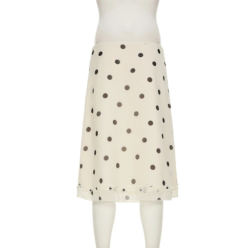 Elegant Polka Dot Midi Skirt