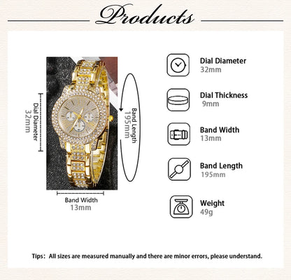 Luxury Gold Watch Jewelry Set