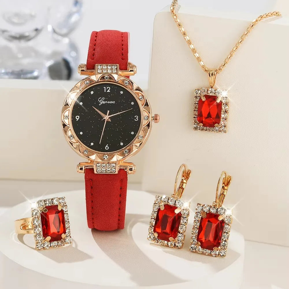 Luxury Gold Watch Jewelry Set