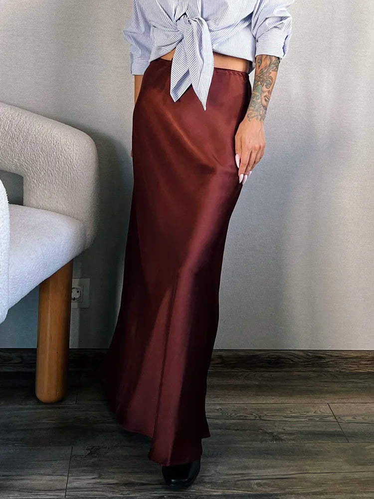 Elegant Satin Maxi Skirt