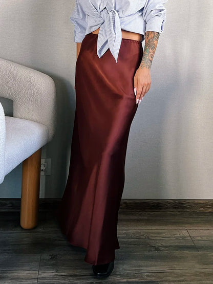 Elegant Satin Maxi Skirt