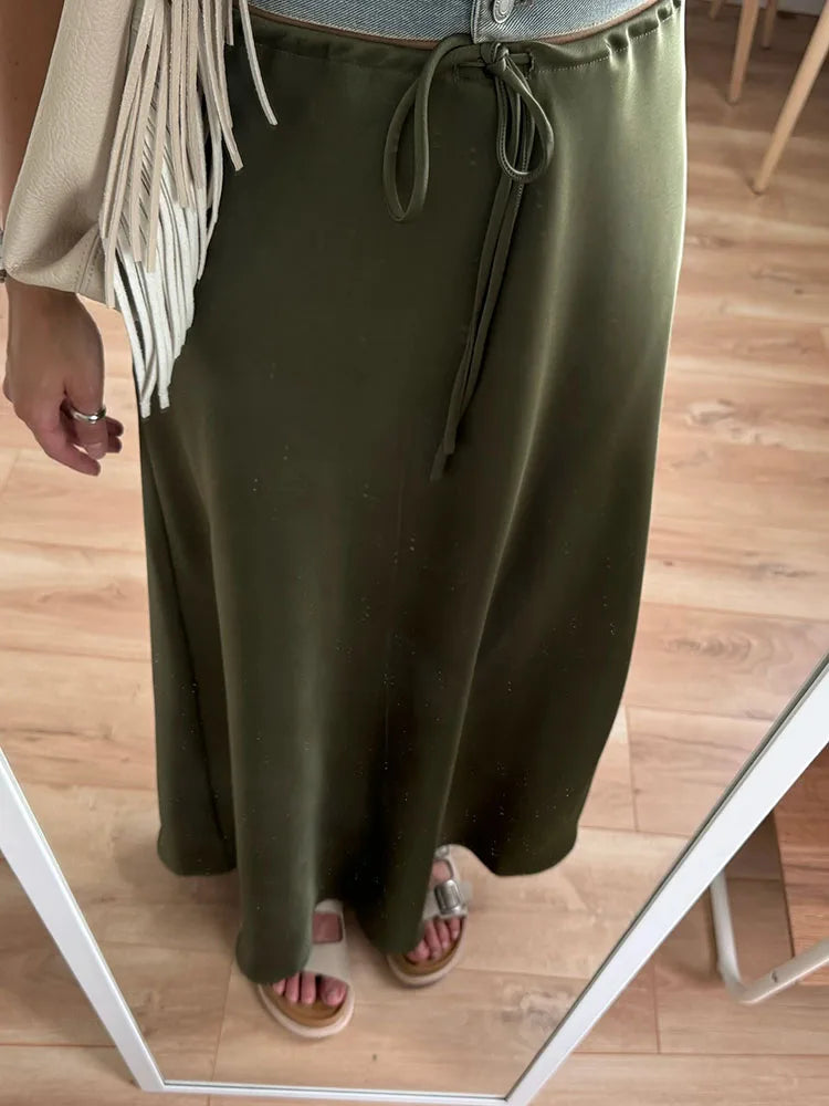 Elegant Satin Maxi Skirt