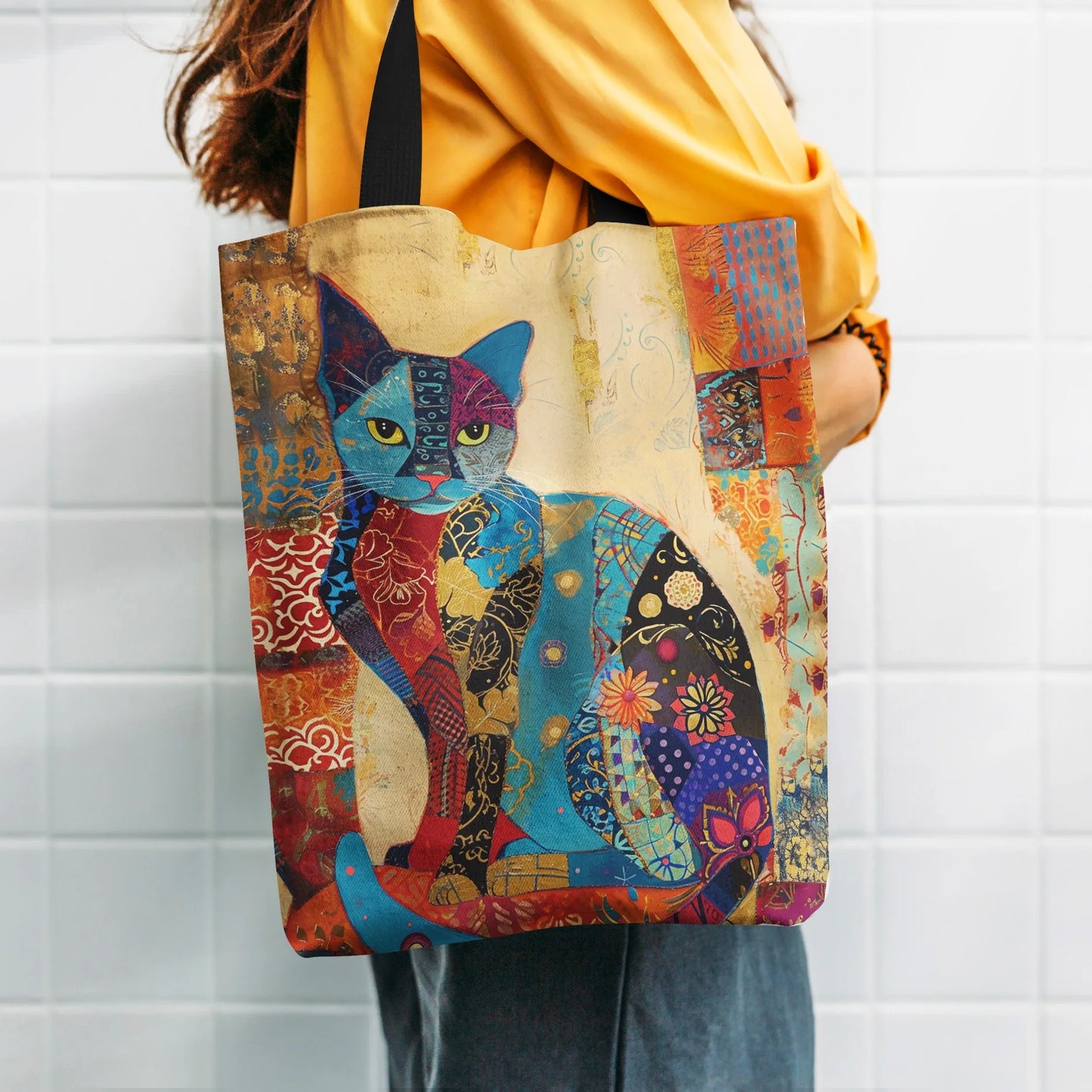 Floral Cat Tote Bag