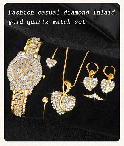 Luxury Gold Watch Jewelry Set