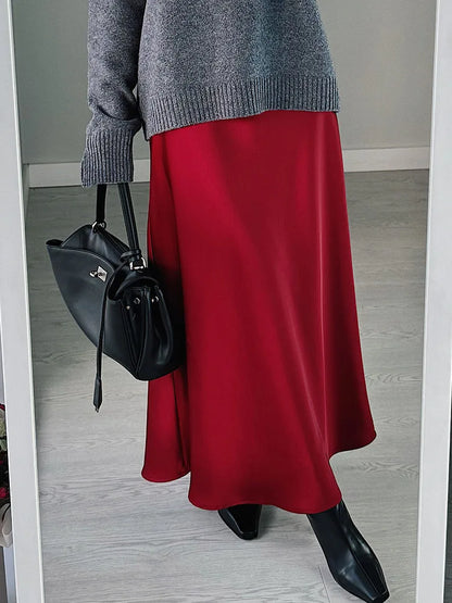 Elegant Satin Maxi Skirt