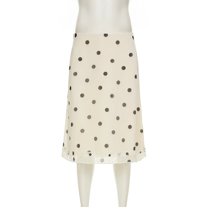 Elegant Polka Dot Midi Skirt