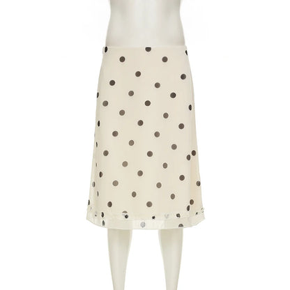 Elegant Polka Dot Midi Skirt