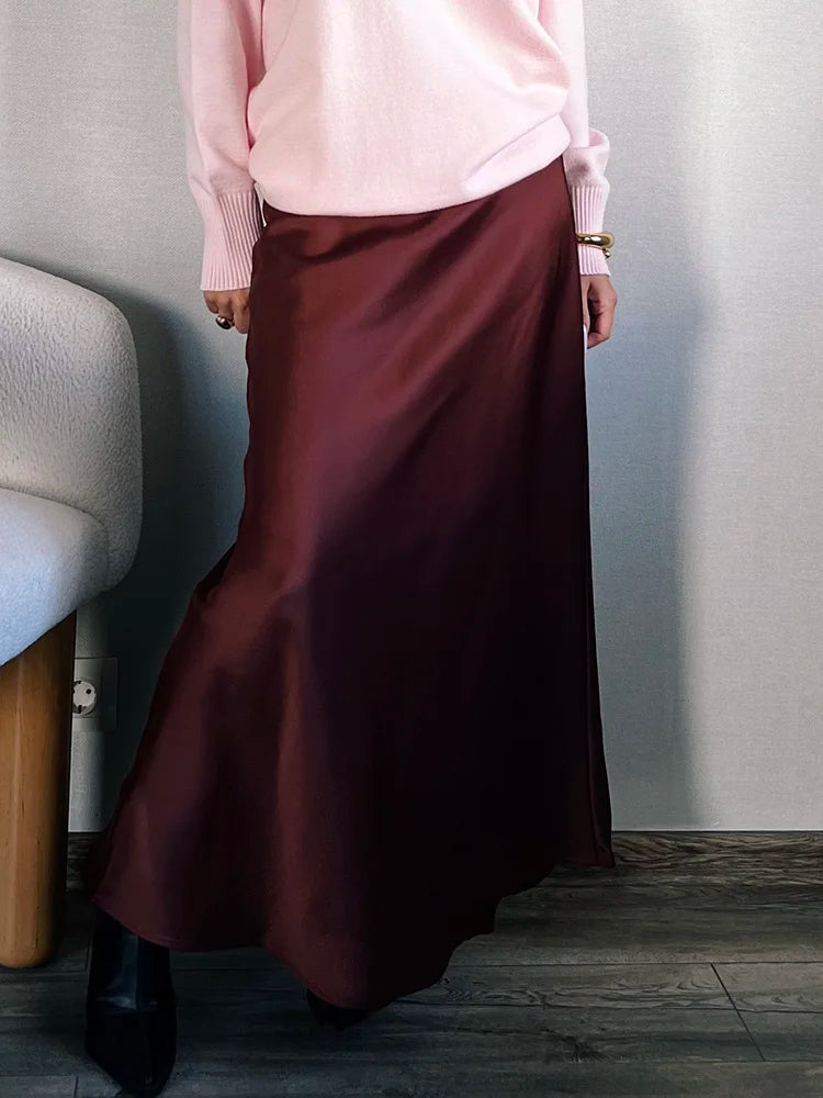 Elegant Satin Maxi Skirt
