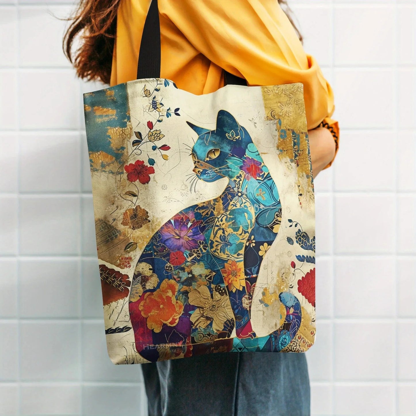 Floral Cat Tote Bag