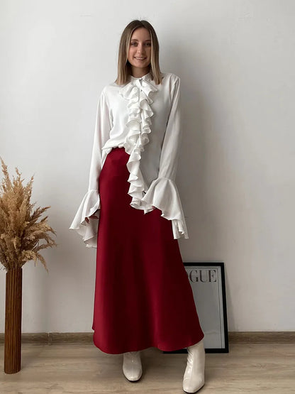 Elegant Satin Maxi Skirt