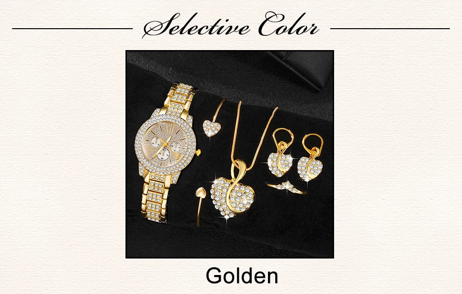 Luxury Gold Watch Jewelry Set