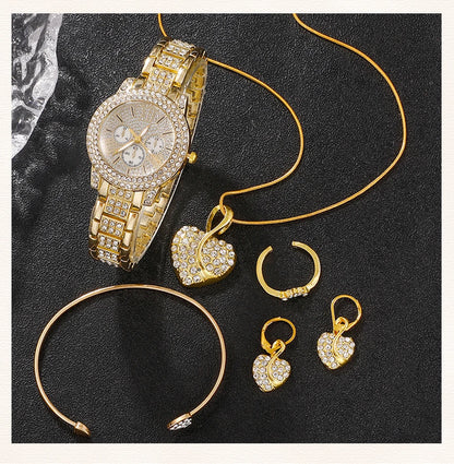 Luxury Gold Watch Jewelry Set