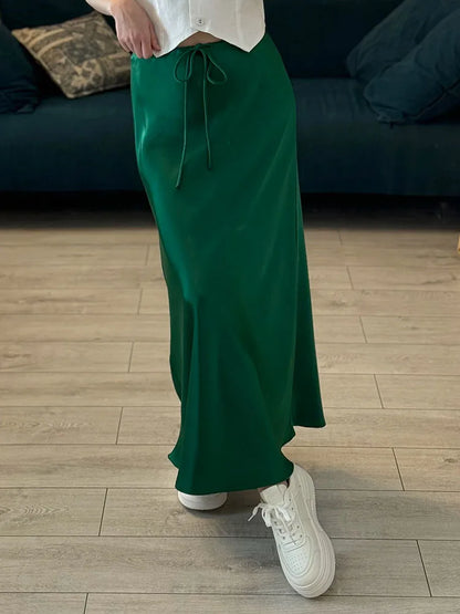 Elegant Satin Maxi Skirt