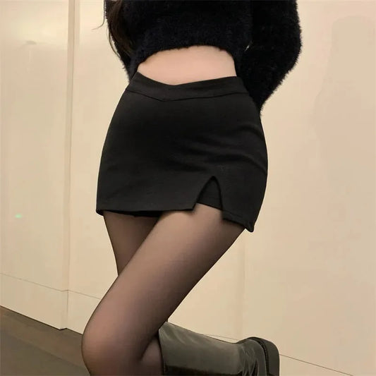 Black Split Mini Skirt