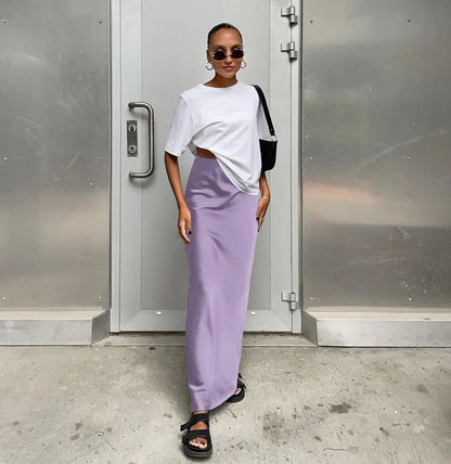 Black Satin Trumpet Skirt