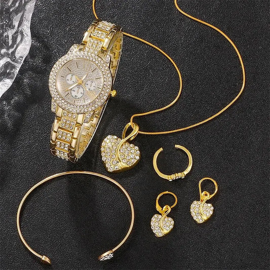 Luxury Gold Watch Jewelry Set