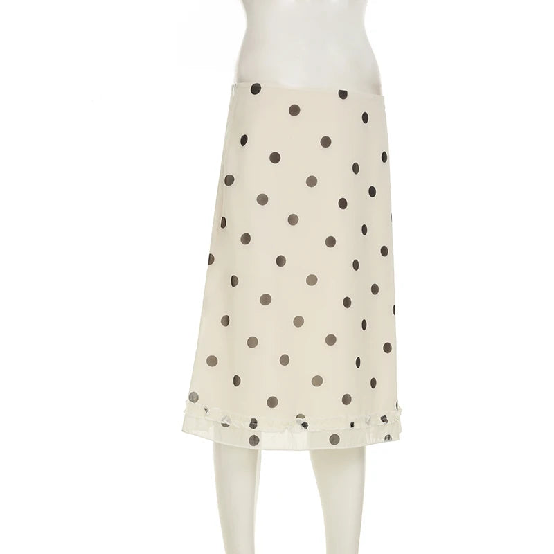 Elegant Polka Dot Midi Skirt