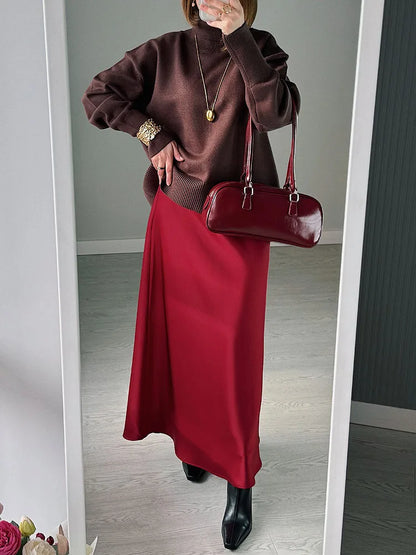 Elegant Satin Maxi Skirt