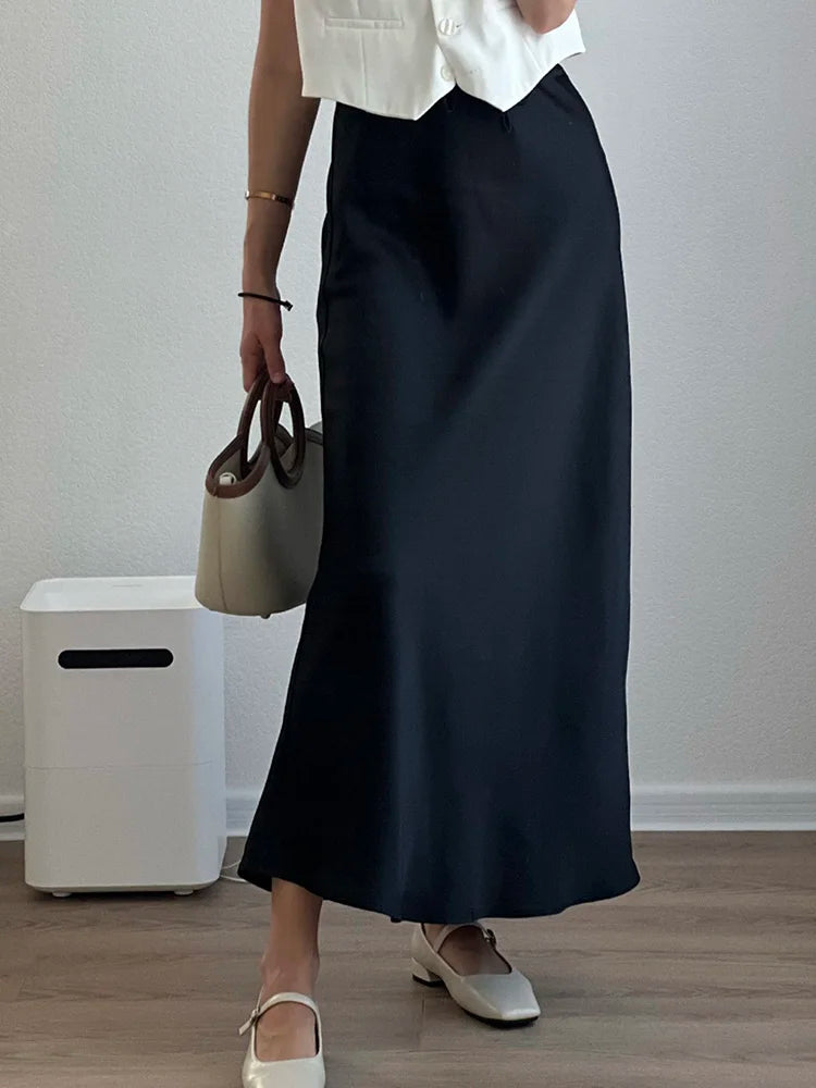 Elegant Satin Maxi Skirt