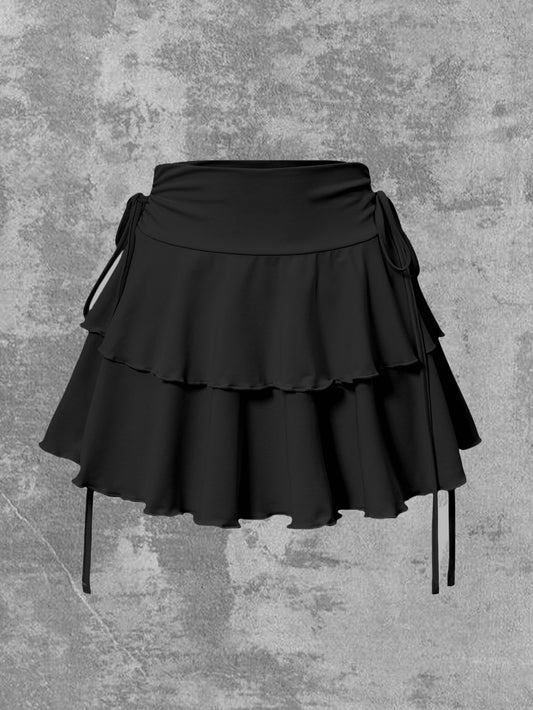 Solid Color High Waist Skirt