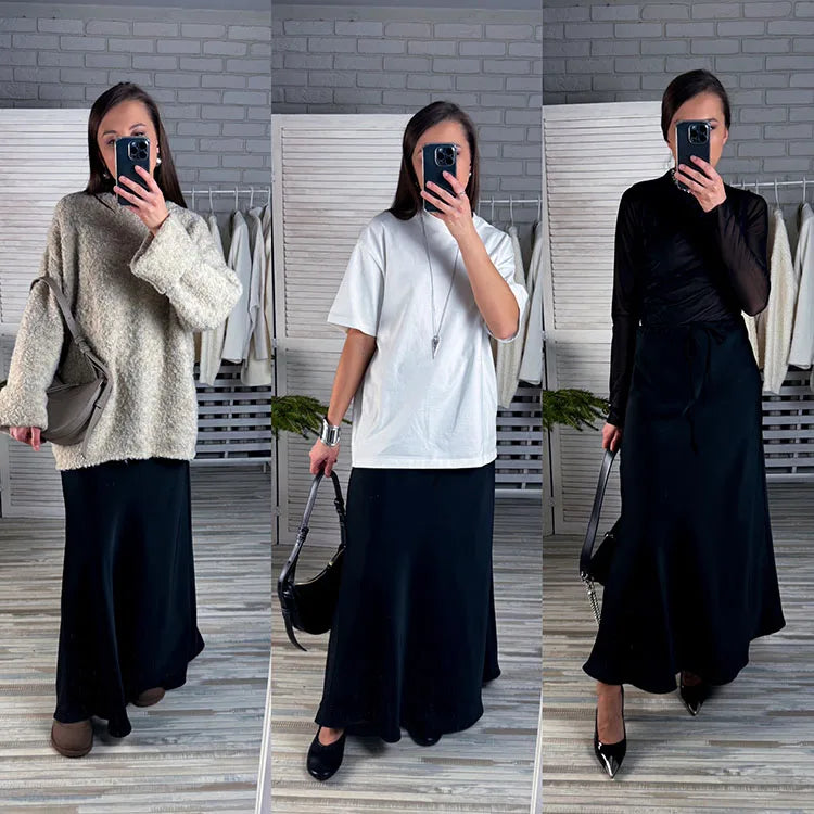 Elegant Satin Maxi Skirt