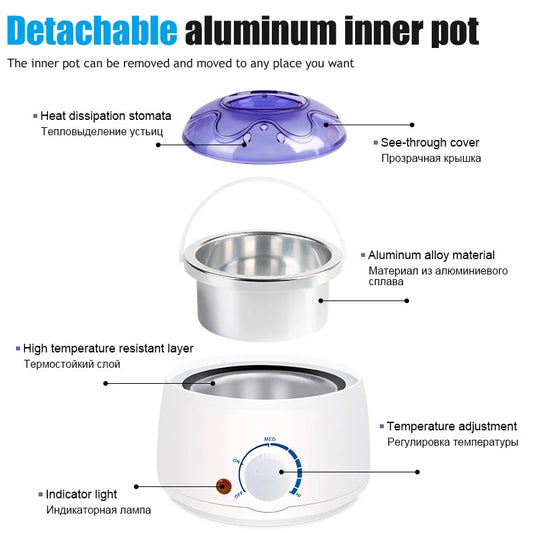 Wax Heater 500ML Set with Digital Display + 200g Wax Beans