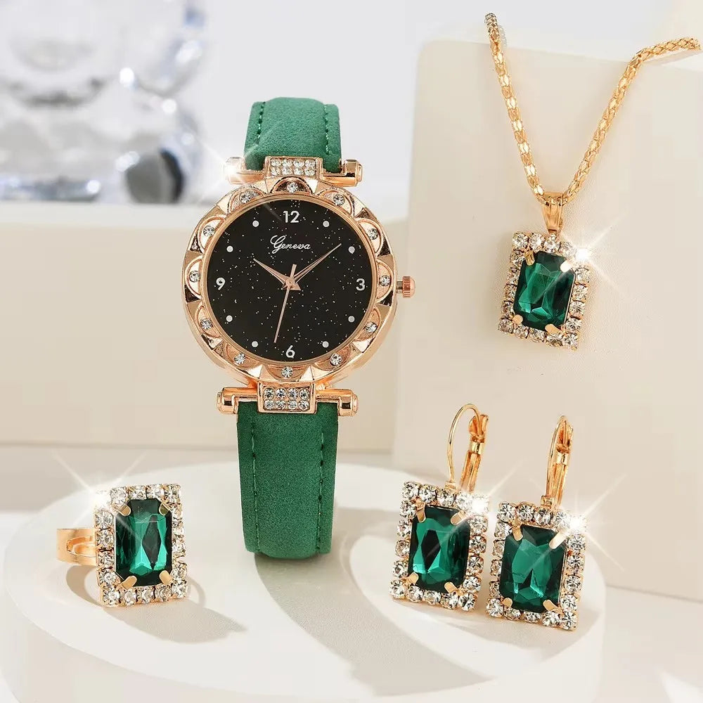 Luxury Gold Watch Jewelry Set